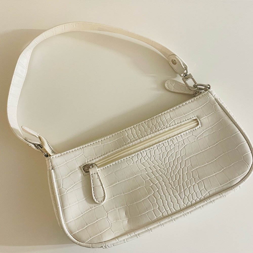 NEW white faux crocodile skin purse